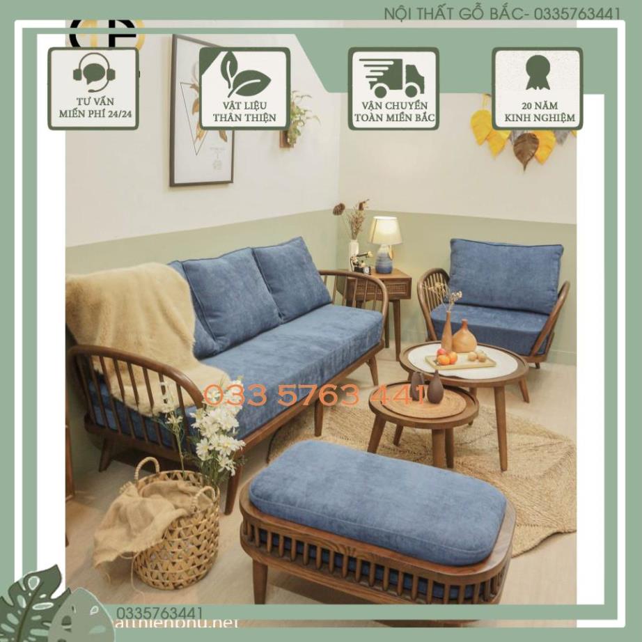 Ghế Sofa đơn Ercol phong cách indochi gỗ sồi nga tự nhiên, kèm đệm dày và êm, inbox shop chọn màu nhé