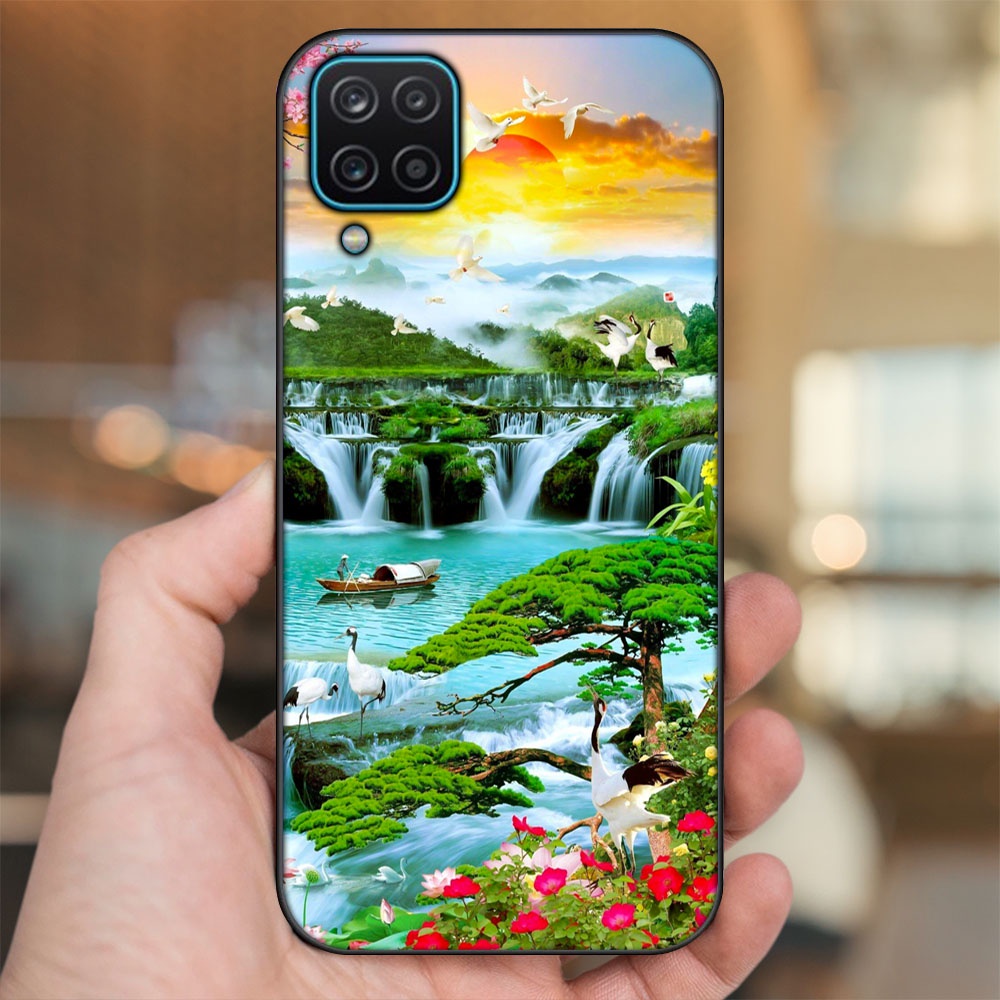 Ốp lưng Samsung A12 5G, M12 viền đen in hình Non Nước Phong Thuỷ Tài Lộc