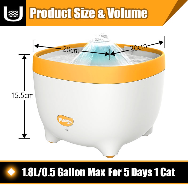 HamshMoc Đài Phun Uống Nước Tự Động 1.8L Cho Thú Cưng