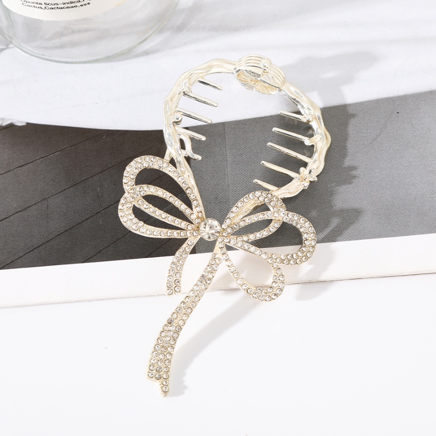 Kẹp Tóc Nơ Kim Loại Đính Đá Pha Lê 10cm Phong Cách Hàn Quốc