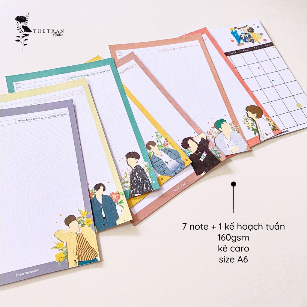 BTS Kit / bộ giấy ghi chép kế hoạch A6 card BTS Army / thetranstudio