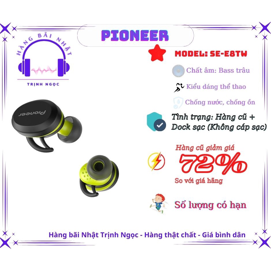 Tai Nghe Blutooth Pioneer E8 (Màu xanh) Hàng bãi Nhật xịn giá rẻ