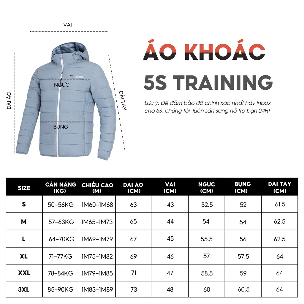 [MUA 1 TẶNG 1 ÁO POLO] Áo Khoác Phao Chần Bông Siêu Nhẹ 5S, Siêu Ấm, Thiết Kế Basic, Trẻ Trung (AKC22004)