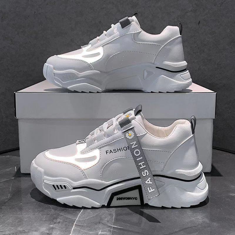 Giày Sneaker Nữ Giày Bata Nữ Giày Thể Thao Da Đế Dày Màu Dạ Quang Thời Trang Hàn Quốc 2022 Cho Nữ Giày nữ đẹp