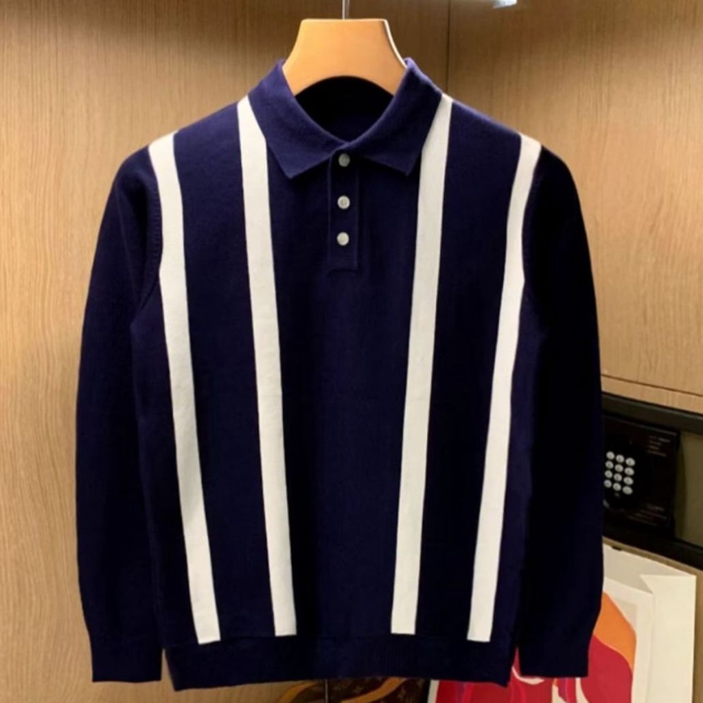 Áo Sweater Dệt Kim Kẻ Sọc Phối Màu Tương Phản Kiểu Retro Thời Trang Thu Đông 2022 Cho Nam