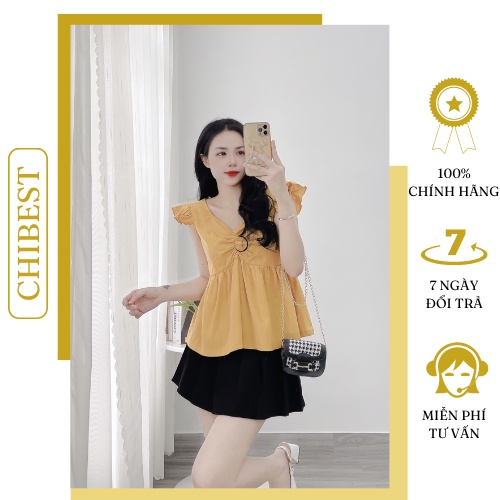 Áo babydoll nhún ngực bèo vai CHIBEST DAB99