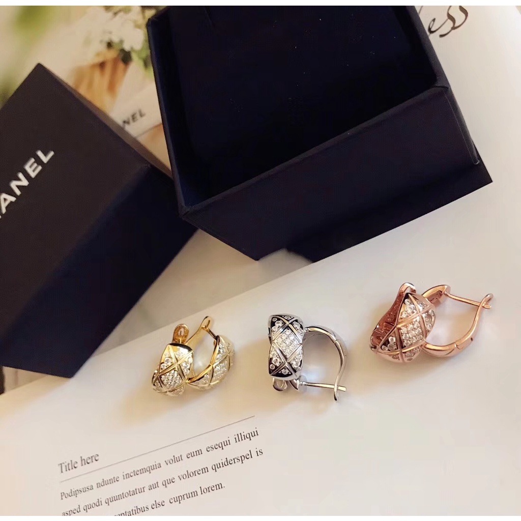 Bông Tai Mạ Vàng Hồng 18K Đính Kim Cương Nhân Tạo Cho Nữ