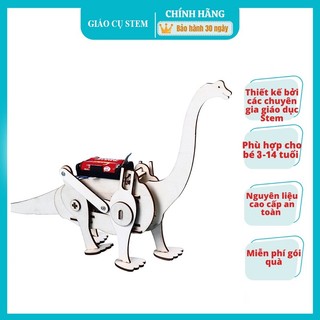 Đồ chơi gỗ thông minh, khủng long chúa gỗ chạy pin - đồ chơi lắp ráp cho bé