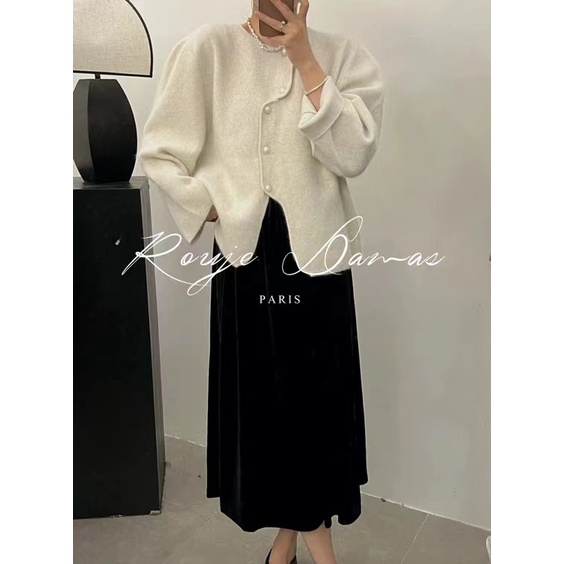 Honypove Áo Dệt Kim Nữ Dài Tay Cổ Tròn Phong Cách Thu Đông Mới