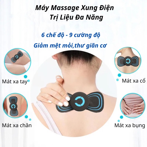 Miếng Massager Xung Điện Cổ Vai Gáy, Bắp Tay, Lưng Bằng Sung Điện Giảm Đau Nhức Hiệu Qủa-Máy Mat xa Toàn Thân 10 Chế độ