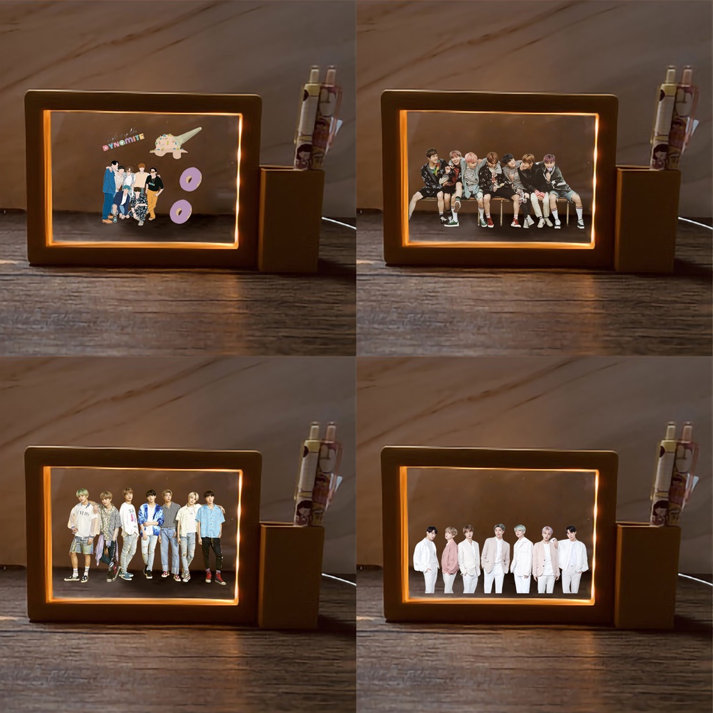 Đèn Led kèm cắm bút Bts chibi DLCB2 Đèn Ngủ 3D Sáng Tạo cute dễ thương décor vintage