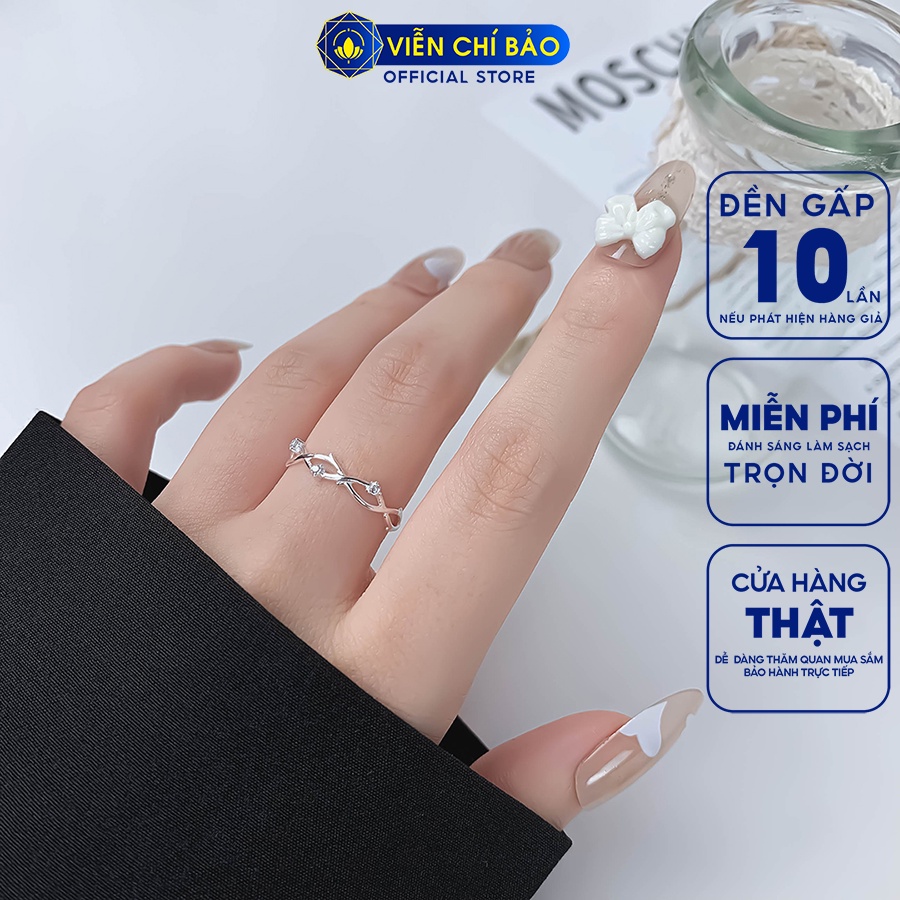 Nhẫn bạc nữ xoắn đá chất liệu bạc 925 thời trang phụ kiện trang sức Viễn Chí Bảo N400875