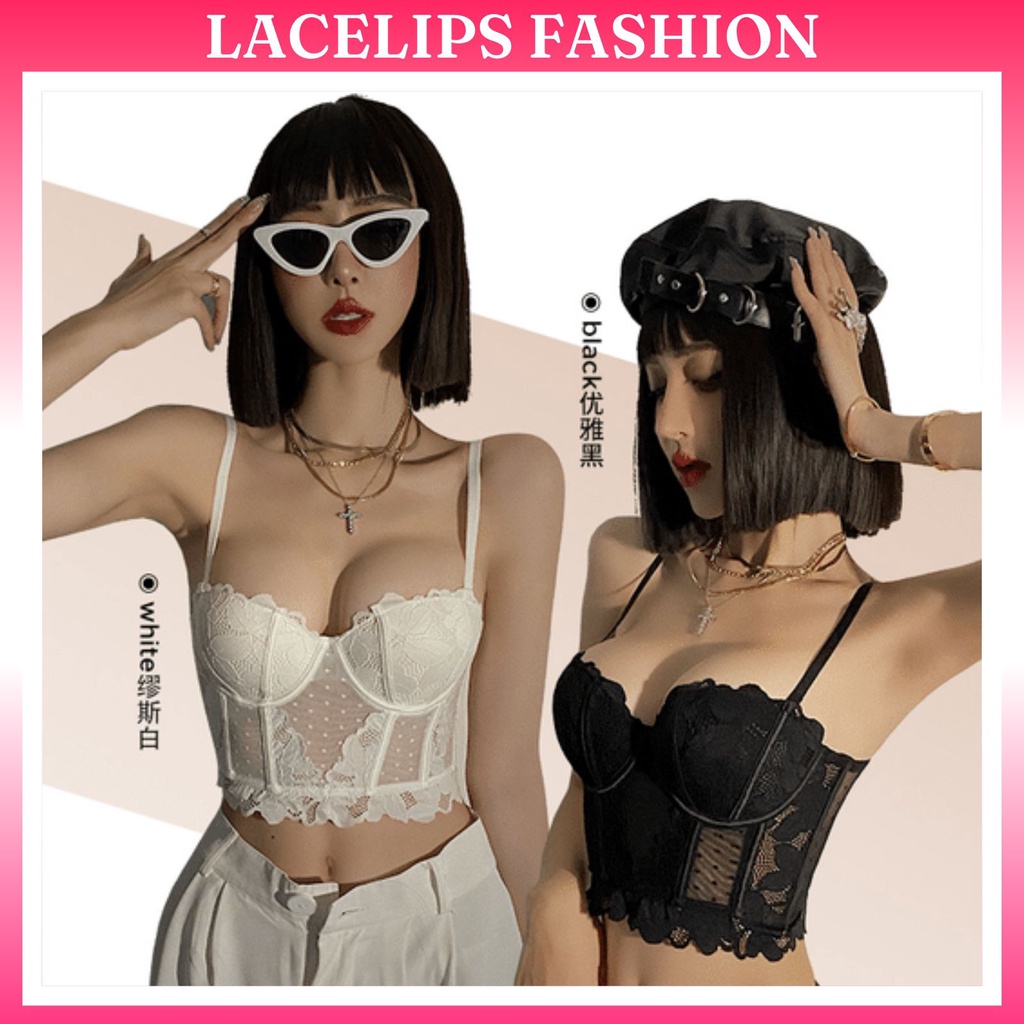 Áo bra nữ vải trơn phối ren hoa cao cấp dáng lửng có gọng nâng ngực sexy - Lacelips Sleepwear - MÃ 6688