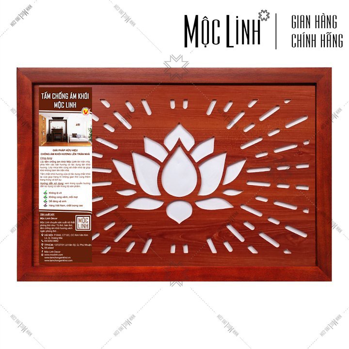 Tấm chống ám khói Mộc Linh - Ngăn khói ban thờ ám vào trần - Khung gỗ