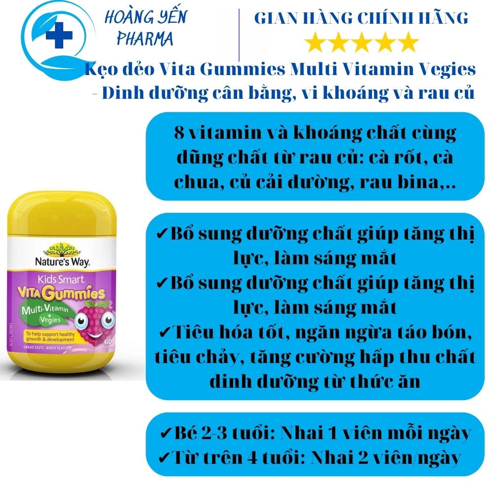 Combo kẹo dẻo Nature's Way Kids Smart Vita Gummies 60 viên,Úc,hỗ trợ bé phát triển toàn diện cả về thể chất và trí tuệ