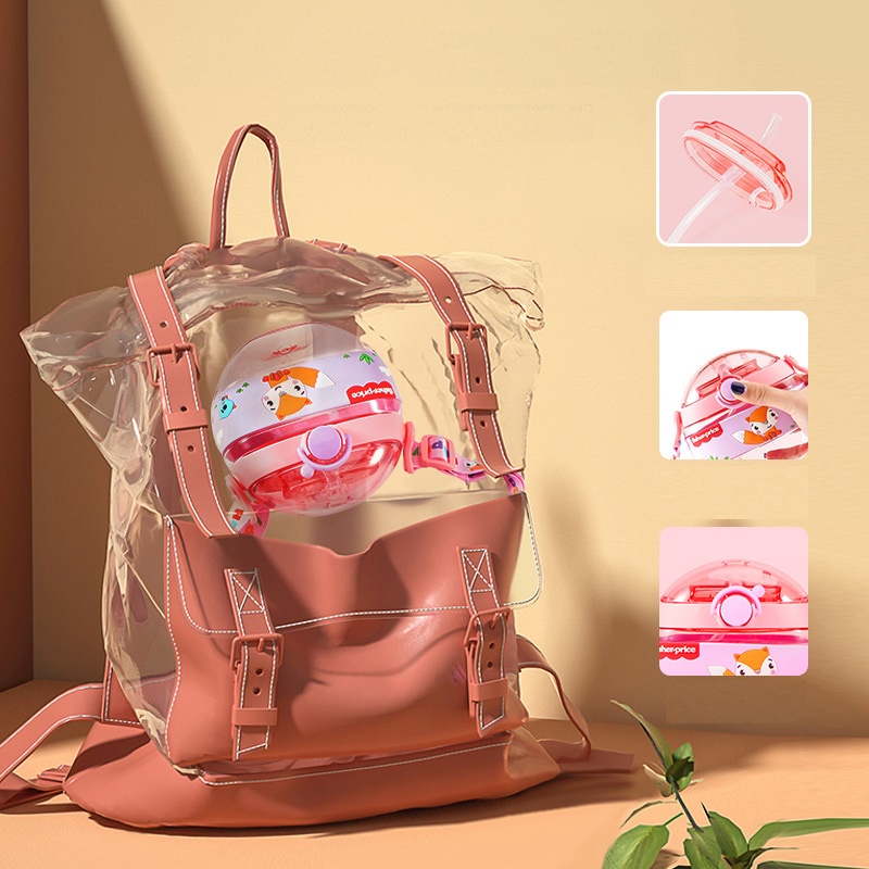 [Hàng Sẵn] Bình Nước DISNEY chính hãng Hồ Ly Nhỏ, Cáo Hồng, Bình nước đi học kèm ống hút cho bé gái, hình Donut đáng yêu