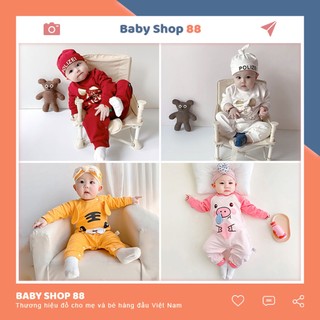 Bodysuit Cho Bé Dài Tay Quần Áo Trẻ Em Sơ Sinh Mickey Kèm Mũ Chất Cotton [BDD19]