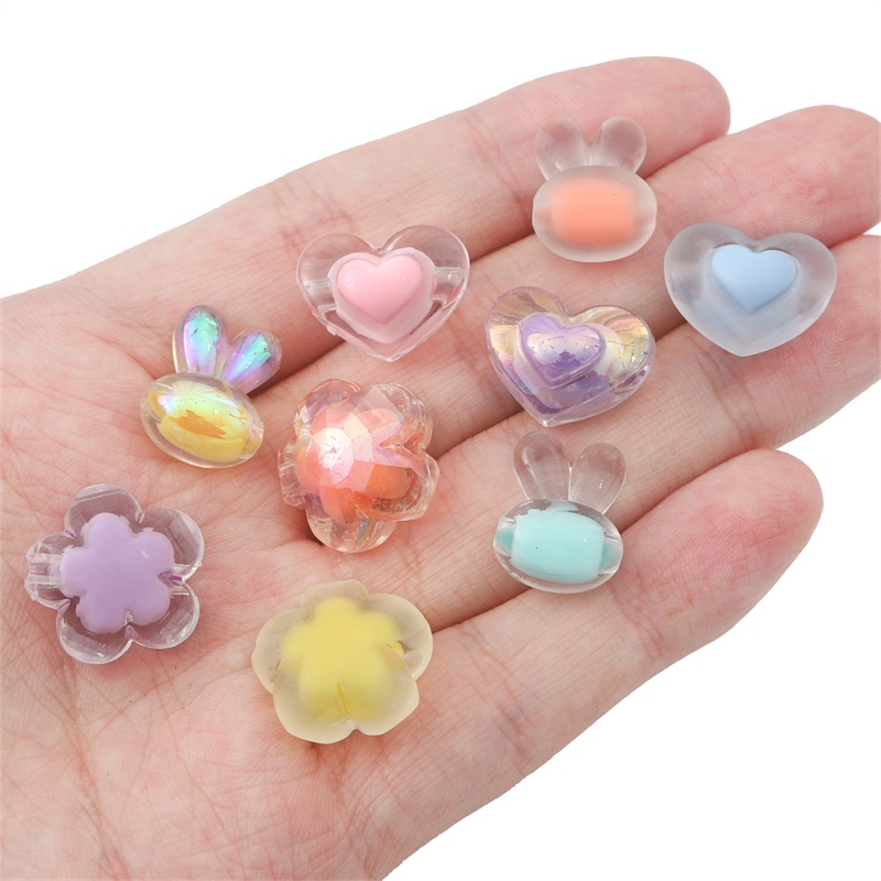 Hạt Acrylic Trong Suốt Hình Thỏ / Trái Tim / Cánh Hoa / Cánh Hoa Làm Vòng Tay / Tóc Handmade diy