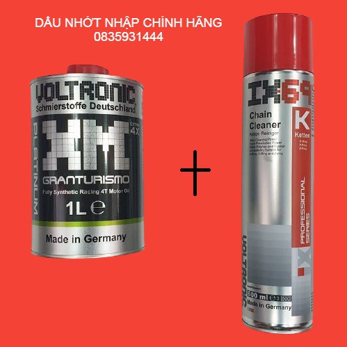 Combo nhớt biến thiên cao cấp Voltronic XM Platinum Ester 4X + Bàn chải IX69 Voltronic (nhập khẩu Đứ