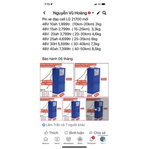 Pin Lithium cho xe điện 48V, 4 bình ácquy, Pin xe điện