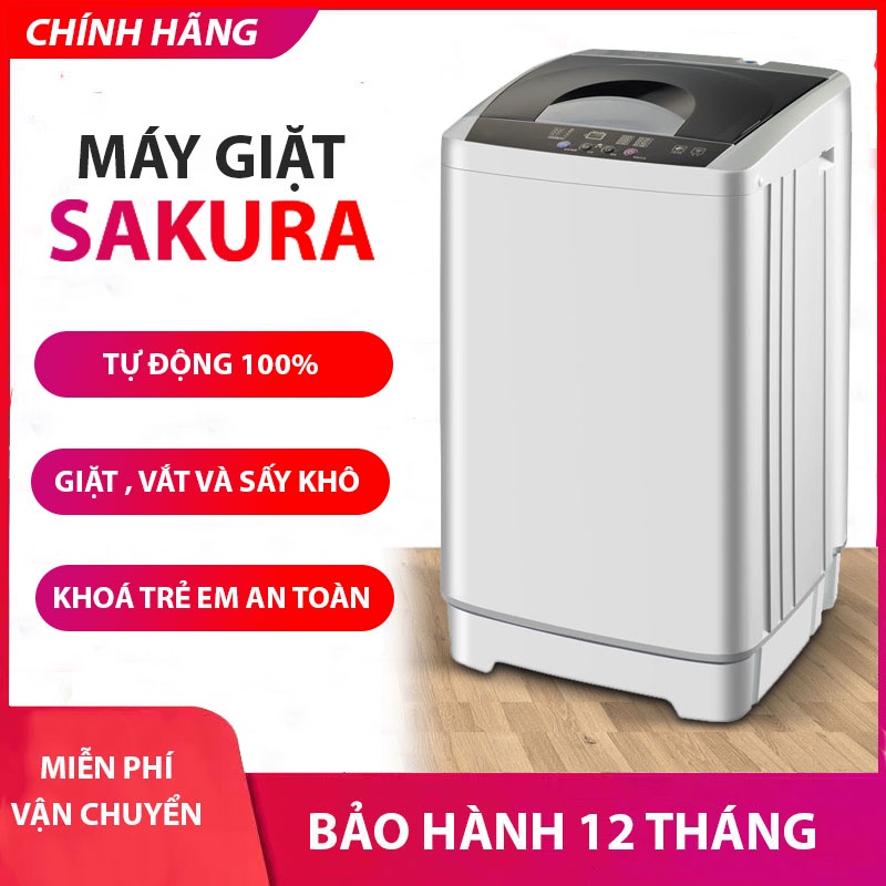 Máy giặt mini tự động Sakura dành cho cá nhân, tự động giặt vắt khô khử khuẩn bằng tia uv, giặt sạch 100% bảo hành 1 năm