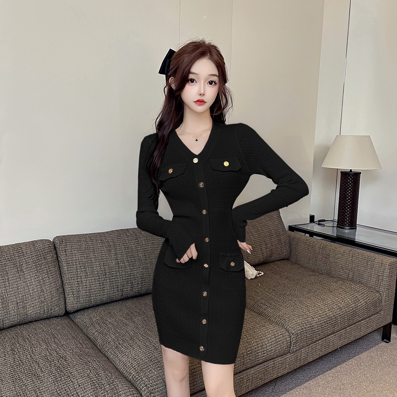 Đầm Dệt Kim Cổ Chữ V Dáng Ôm Thời Trang Dành Cho Nữ