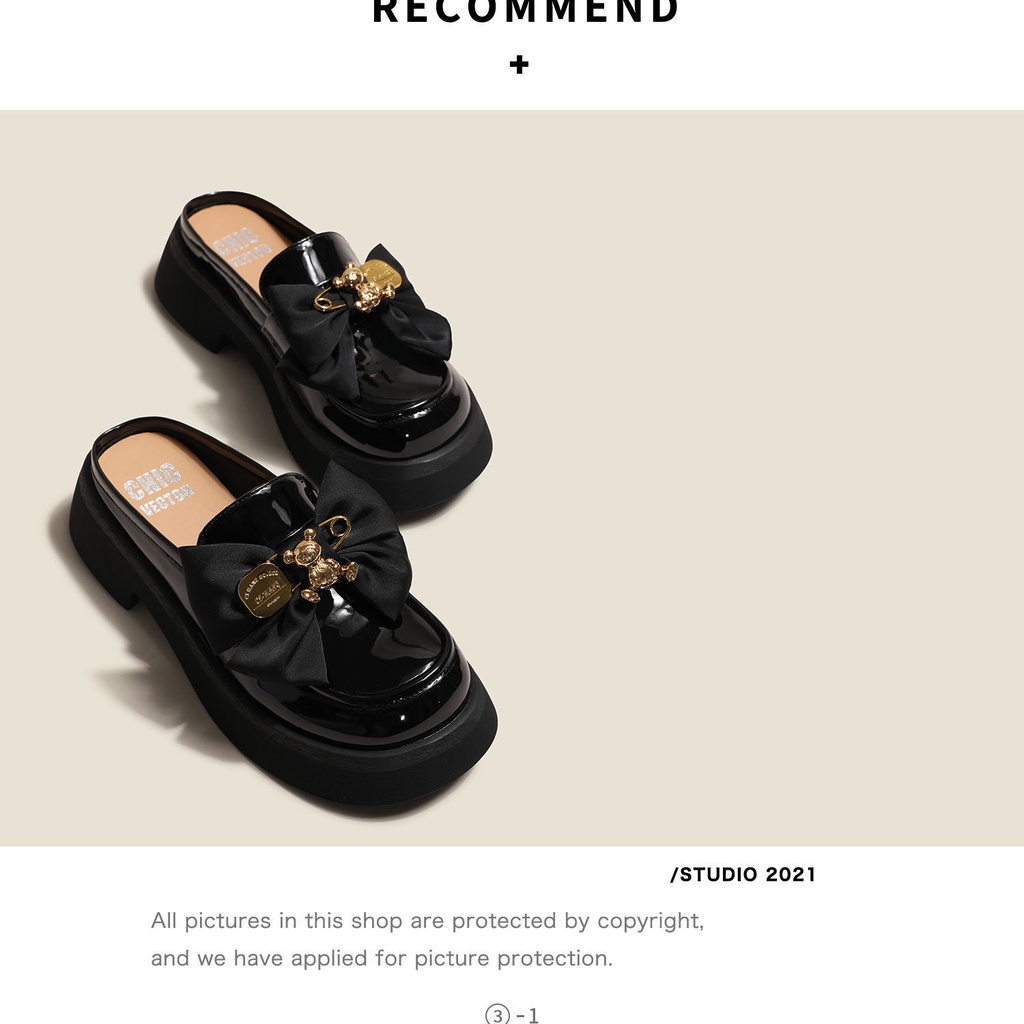 Giày Lười Da Bóng Đế Dày Tăng Chiều Cao Đính Nơ Thời Trang Mùa Hè