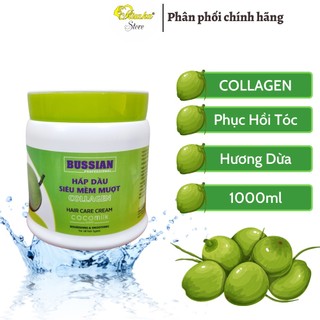 Hấp dầu Dừa Bussian siêu mềm mượt Collagen , hương Dừa , phục hồi tóc hư tổn , 1000ml