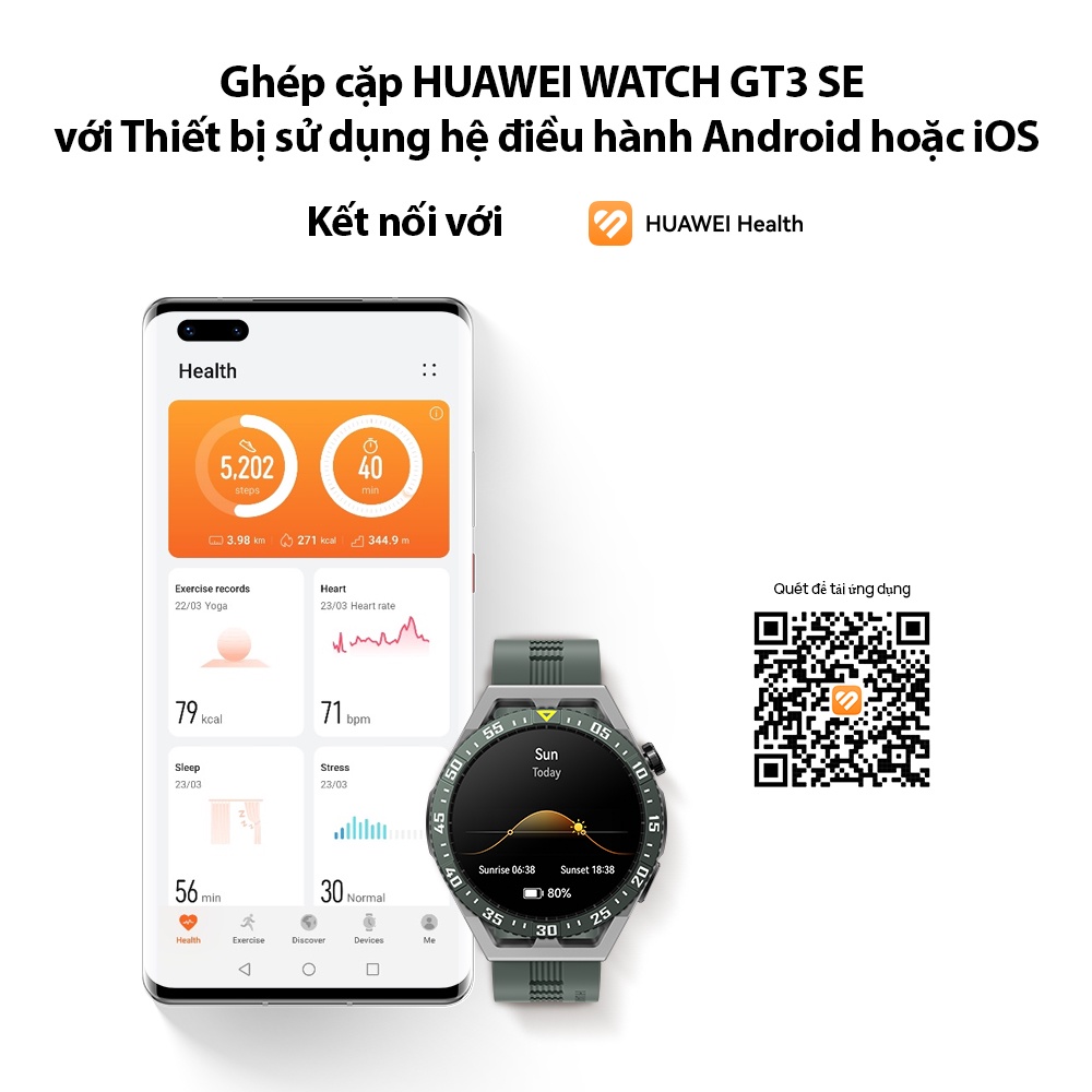 Đồng hồ thông minh HUAWEI WATCH GT 3 SE | Tập luyện khoa học | Theo dõi giấc ngủ | BigBuy360 - bigbuy360.vn