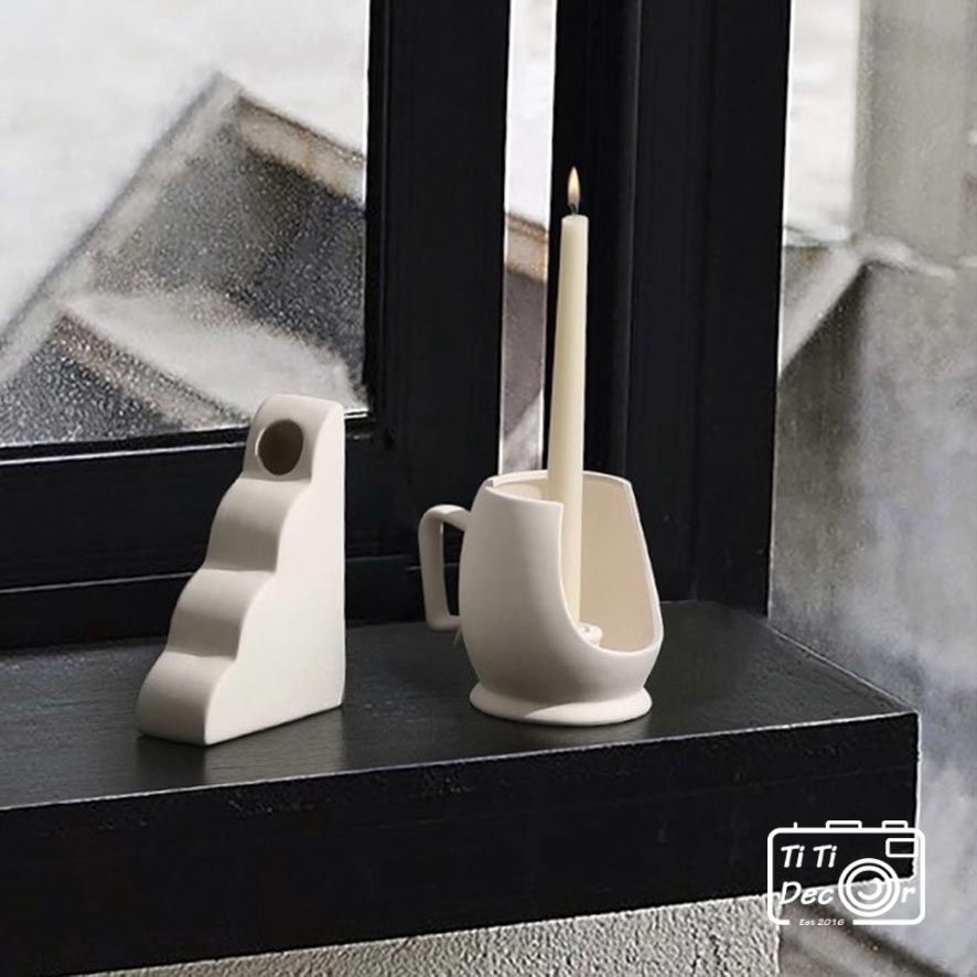 Chân Nến Gốm TiTi Decor Cốc Đựng Nến Phong Cách Bắc Âu Minimalism