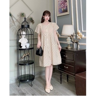 [XẢ HÀNG] Đầm chữ A tay ngắn họa tiết chấm bi bản nhỏ xinh xắn cho nữ - size XL