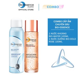Bộ cấp ẩm chuyên sâu Bio-Essence(Nước dưỡng BioGold chiết xuất vàng 24K hoa hồng 100ml + Xịt khoáng BioWater 100ml)