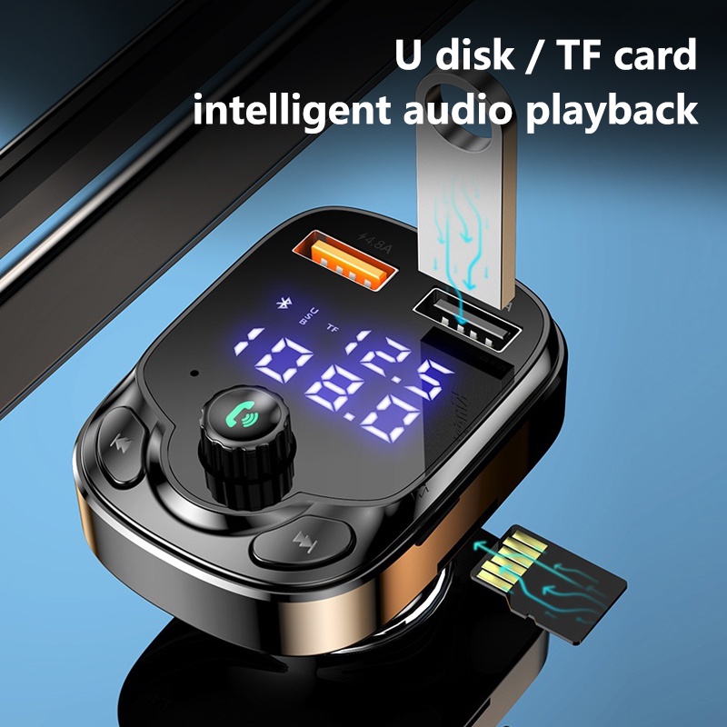 Thiết Bị Nhận Tín Hiệu Bluetooth 4.8A PD Sạc Nhanh MP3 FM Cho Xe Hơi