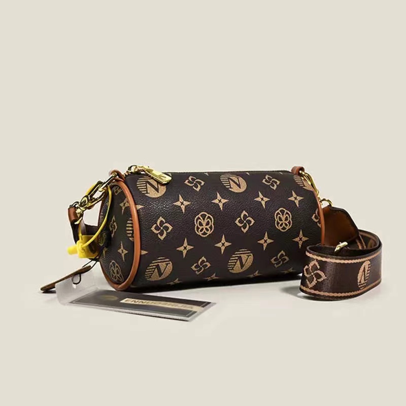 MISCHA Túi Xách Đeo Vai Hình Trụ Họa Tiết Hoa Vintage Cho Nữ