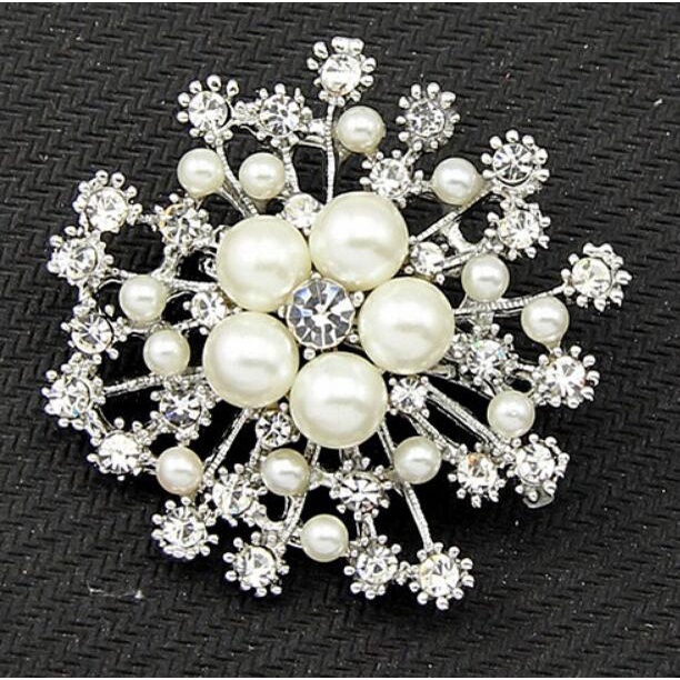 Ghim Cài Áo Hình Hoa Tuyết Đính Ngọc Trai Nhân Tạo Phong Cách Hàn Quốc Thời Trang Cho Nữ