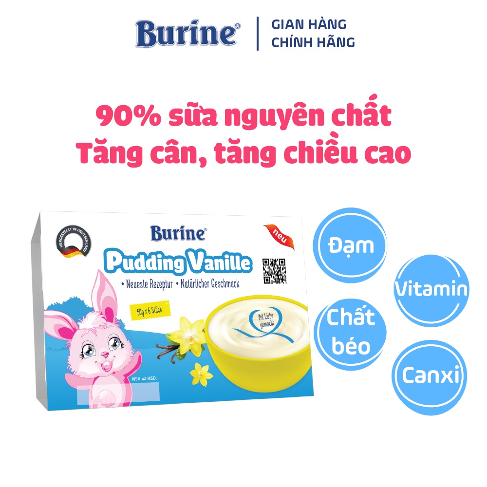 Cháo sữa/ Pudding ăn dặm Burine (HiPP) dành cho bé từ 6 tháng tuổi (Vỉ 6 Hũ x 50g)