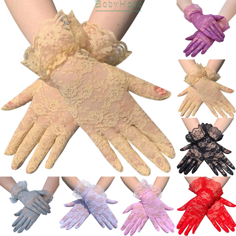 【Big Discounts】Elegant Ladies Short Party Show Wedding Lace Gloves Sheer Prom Soild Color Mittens#BBHOOD