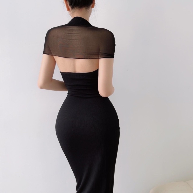 đầm đuôi cá dây choàng cổ phối lưới mặc nhiều kiểu - CarotShop