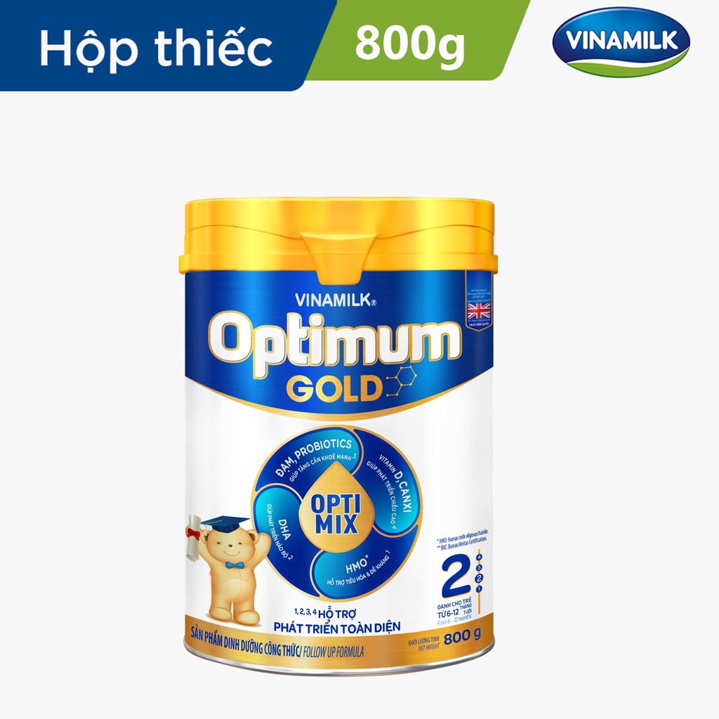 Sữa bột Optimum Gold 2 phát triển toàn diện 800g - Sữa công thức hỗ trợ Tăng cân, chiều cao, tiêu hóa, phát triển não bộ