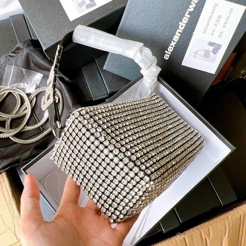 Dây Không Charm. Túi đính đá Cao Cấp AlexWang Super Full Box sz 18