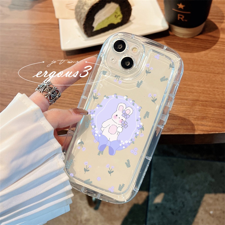 Ốp Điện Thoại TPU Mềm Đệm Khí Hình Thỏ Lavandula Cho iPhone 14 13 12 11 Pro Max SE2020 X XR Xs Max 7 8 Plus