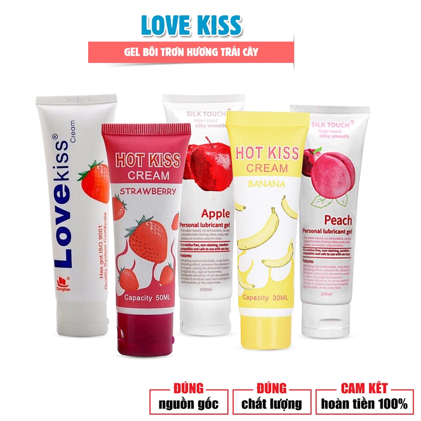 Gel Love kiss, Hot kiss, Silk touch - Gel bôi trơn tăng khoái cảm, thành phần gốc nước an toàn cho người sử dụng. 100ml