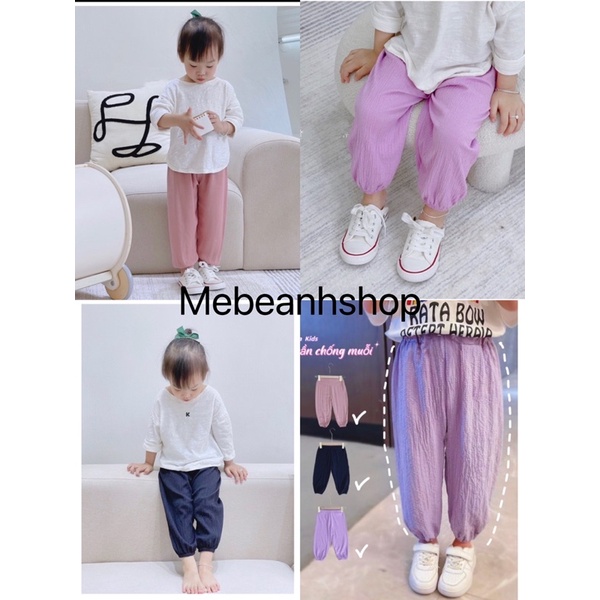 Mebeanhshop-Quần dài alibaba chống muỗi cho bé trai bé gái quần bomber đũi bo gấu mềm mịn cho bé mặc mùa thu từ 10-25kg