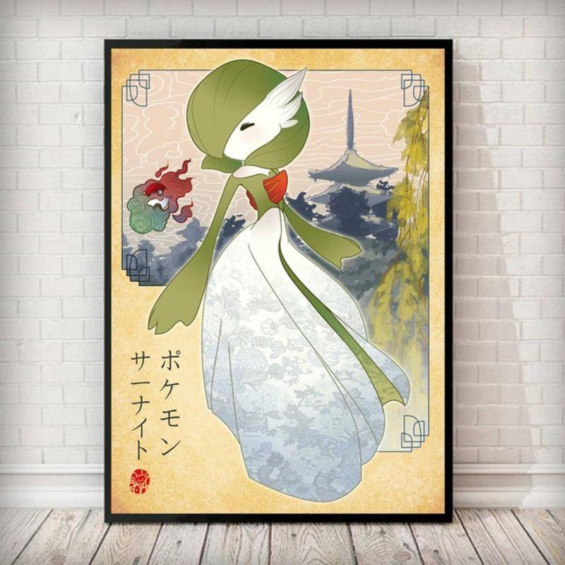 Tranh Vải Cuốn Treo Tường Họa Tiết Hoạt Hình Pokemon