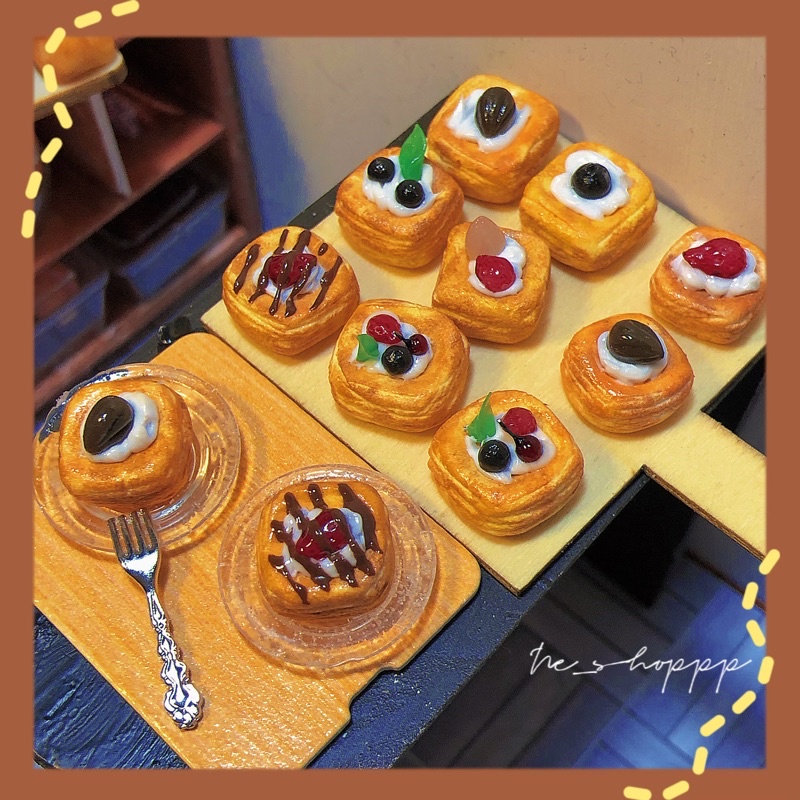 Mô hình bánh tart trái cây nhiều vị đất sét mini