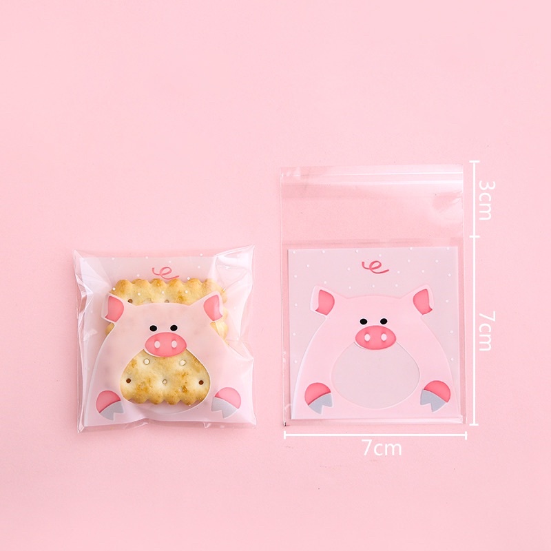 Set 100 túi kích thước 7x7 cm Túi đựng bánh cookie / bánh quy / trà hoa hoạ tiết hoạt hình đáng yêu Tiệm Ốc Sột-PK012