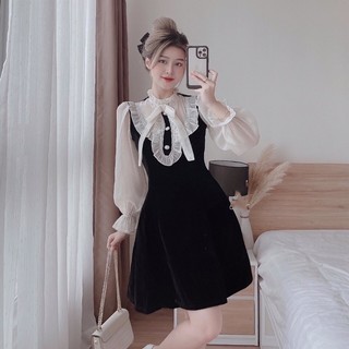 Đầm cổ bèo tiểu thư cho nữ bigsize 50-90kg