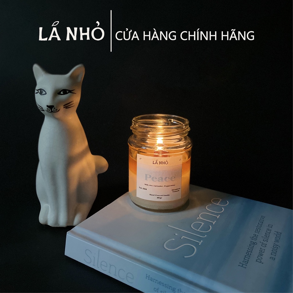 Nến thơm quà tặng thủ công LÁ NHỎ - Peace (Sữa gạo + Lavender + Bạc Hà)