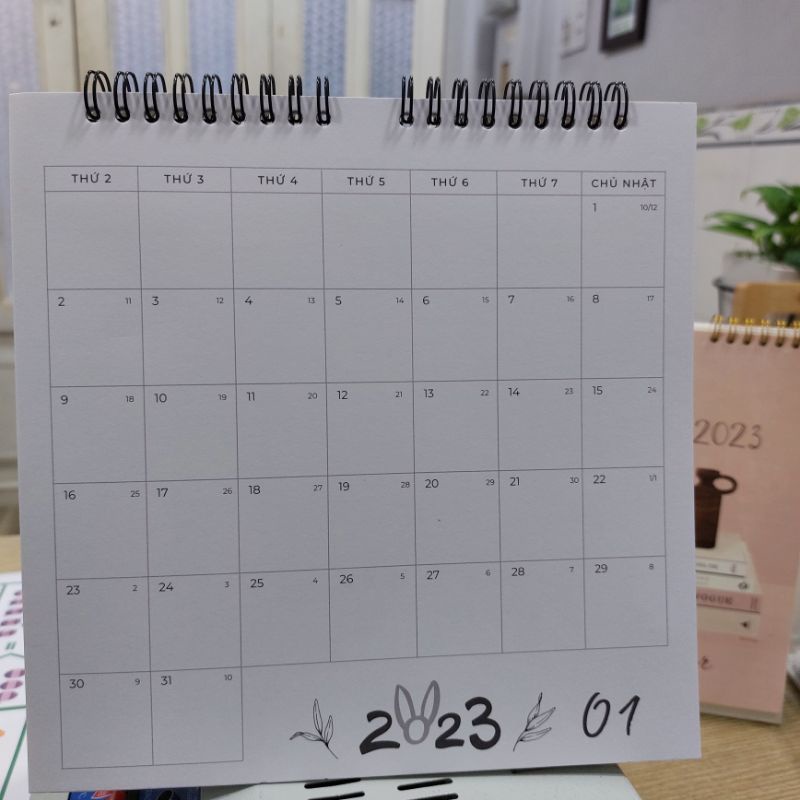 Lịch planner 2023 để bàn, thiết kế lên kế hoạch, ghi chú tháng | schepub handmade