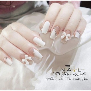 Nailbox thiết kế trắng nơ xinh - size và form móng ib - tặng full dụng cụ